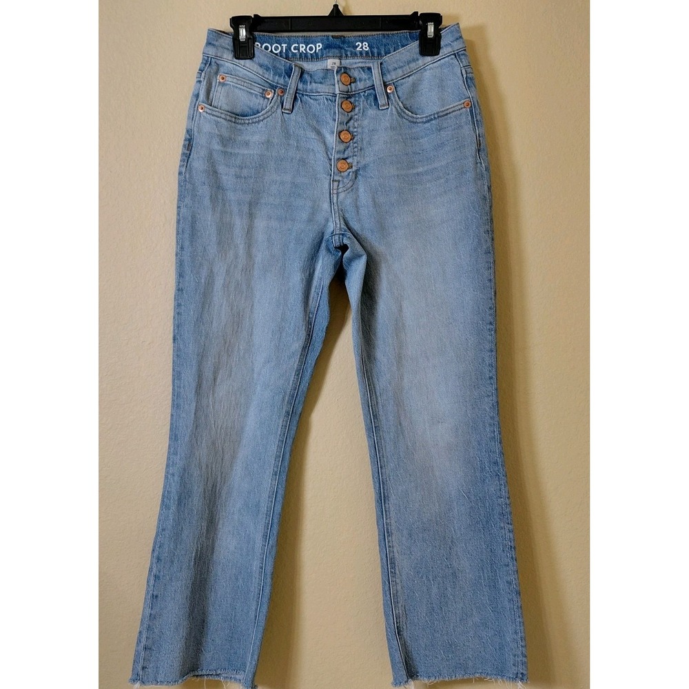 J.Crew Mid Rise Flare Crop Jeans‎ Button Fly size 28 Retro Hippie Beachy